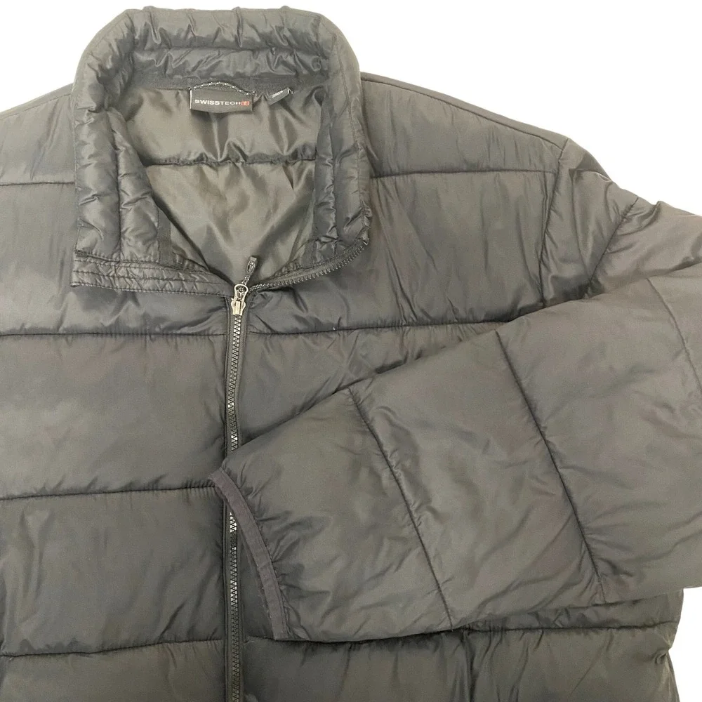 SwissTech Mens 3XL Black Packable Puffer Jacket Quilted Full Zip SW33100076180B
